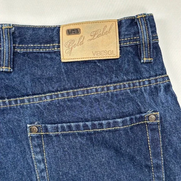 Vibes Gold Label Mens Dark Wash Denim Jean Shorts VIBESGL Blue 35W Skater Y2K - Picture 6 of 6